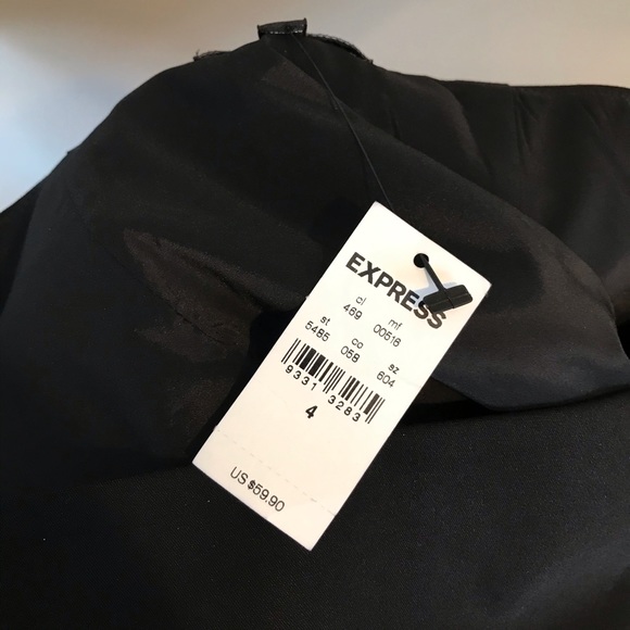 NEW Express Black Mini Skirt Gold Lamé Band 4 S - Picture 5 of 6